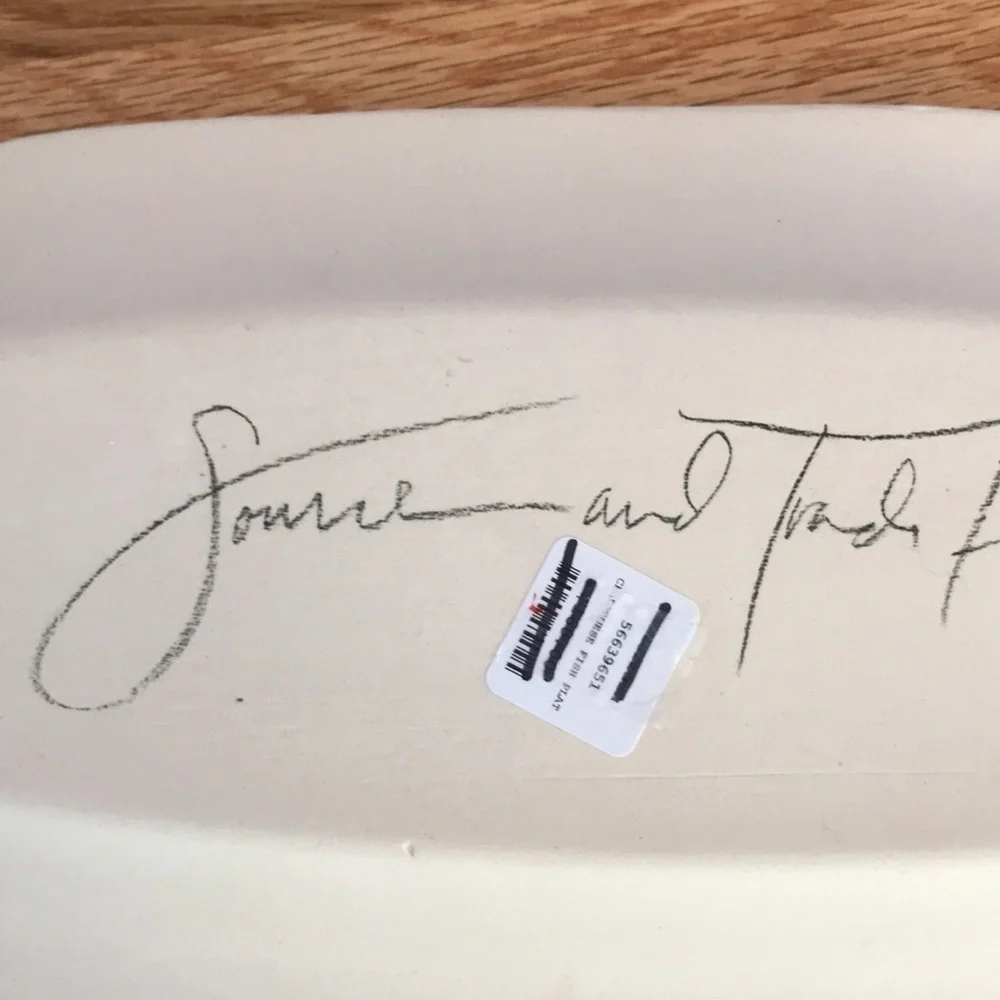 NWT Anthropologie Terrain Signed Handmade Chartreuse Fish Platter